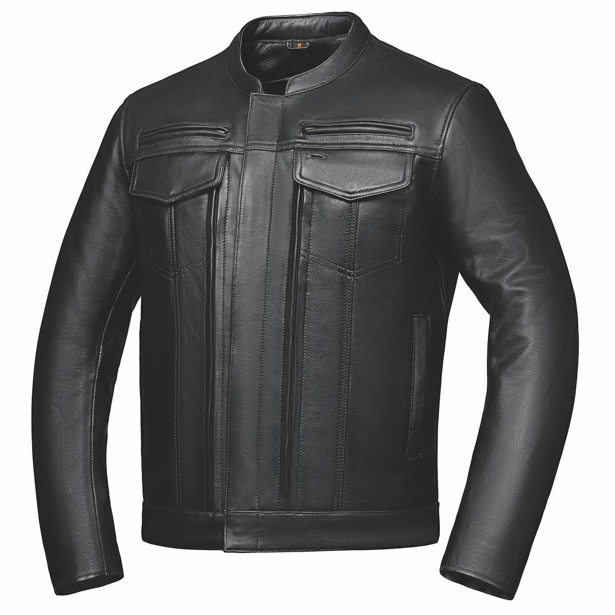 . Crafted from durable cowhide leather in classic black, this jacket combines practical design with modern features, making it an essential addition to any wardrobe