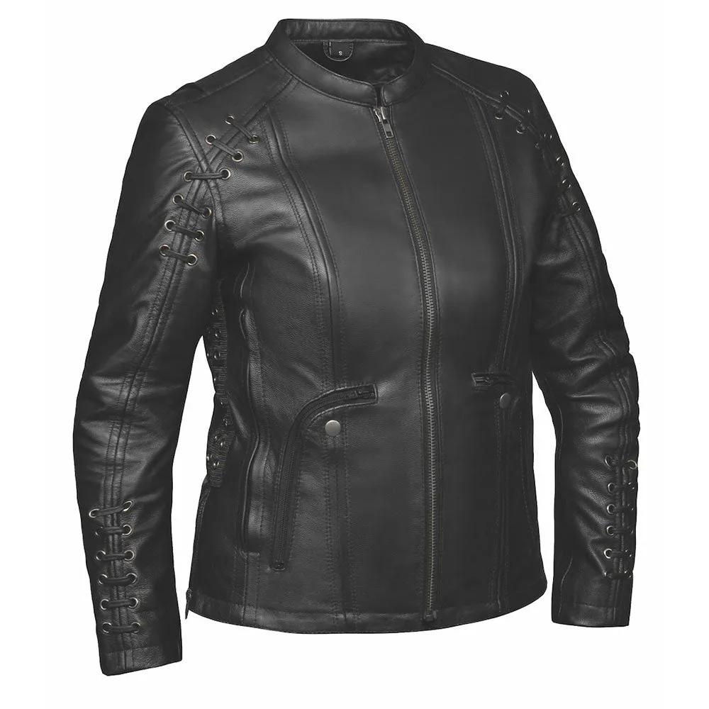 Crafted from luxurious lambskin leather in classic black, this jacket combines sophisticated design with practical features, making it an essential addition to your wardrobe