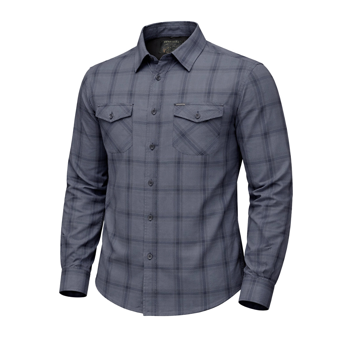 Reaper - Blue and Grey Men's Motorcycle Flannel Shirt