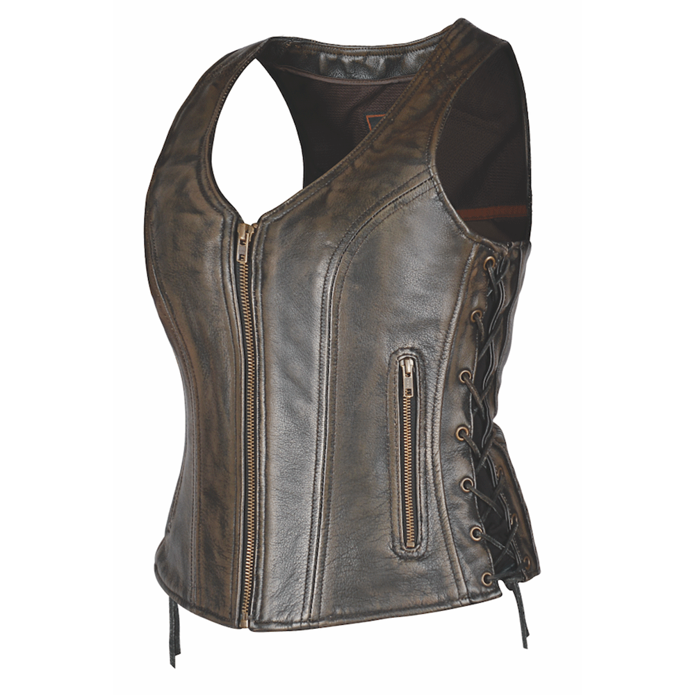 leather vest blends classic style with modern utility, ideal for women who value both fashion and practicality
