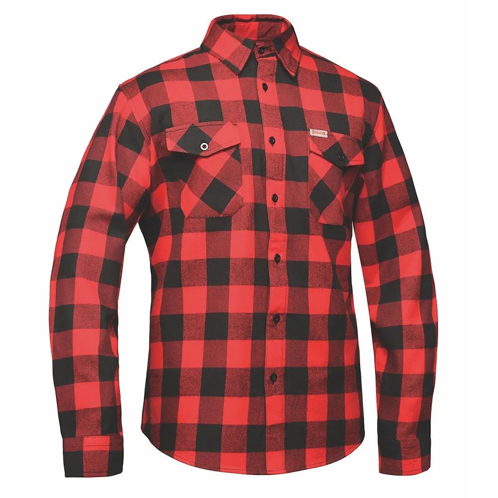 . Crafted from high-quality cotton and designed in Pakistan, this shirt features a striking black and red color scheme that complements its robust construction. Perfect for both casual wear and outdoor activities