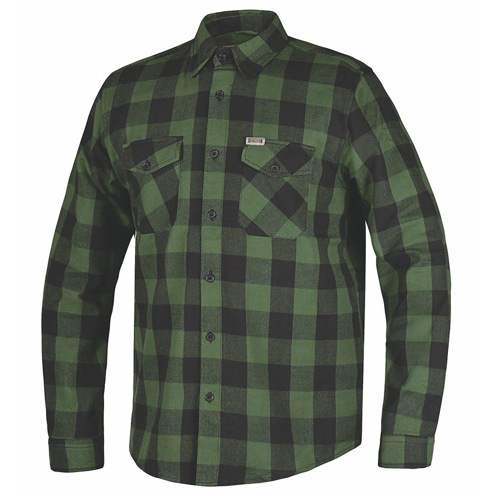  Unik Riding Gear blends classic style with rugged functionality. Crafted from high-quality cotton and designed in Pakistan, this shirt features a striking black and green color scheme that complements its robust construction. 