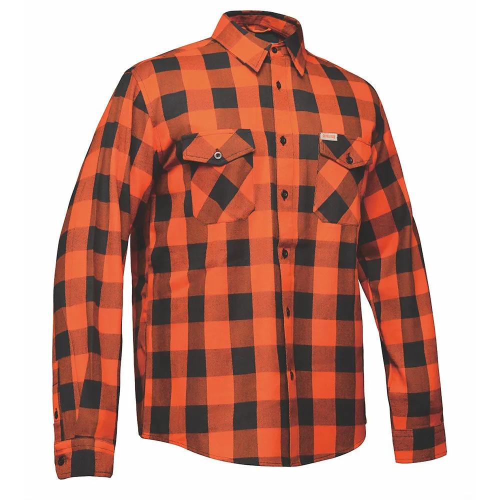  Unik Riding Gear blends classic style with rugged functionality. Crafted from high-quality cotton and designed in Pakistan, this shirt features a striking black and orange color scheme that complements its robust construction. 