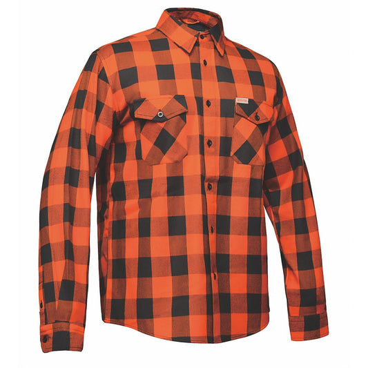  Unik Riding Gear blends classic style with rugged functionality. Crafted from high-quality cotton and designed in Pakistan, this shirt features a striking black and orange color scheme that complements its robust construction. 