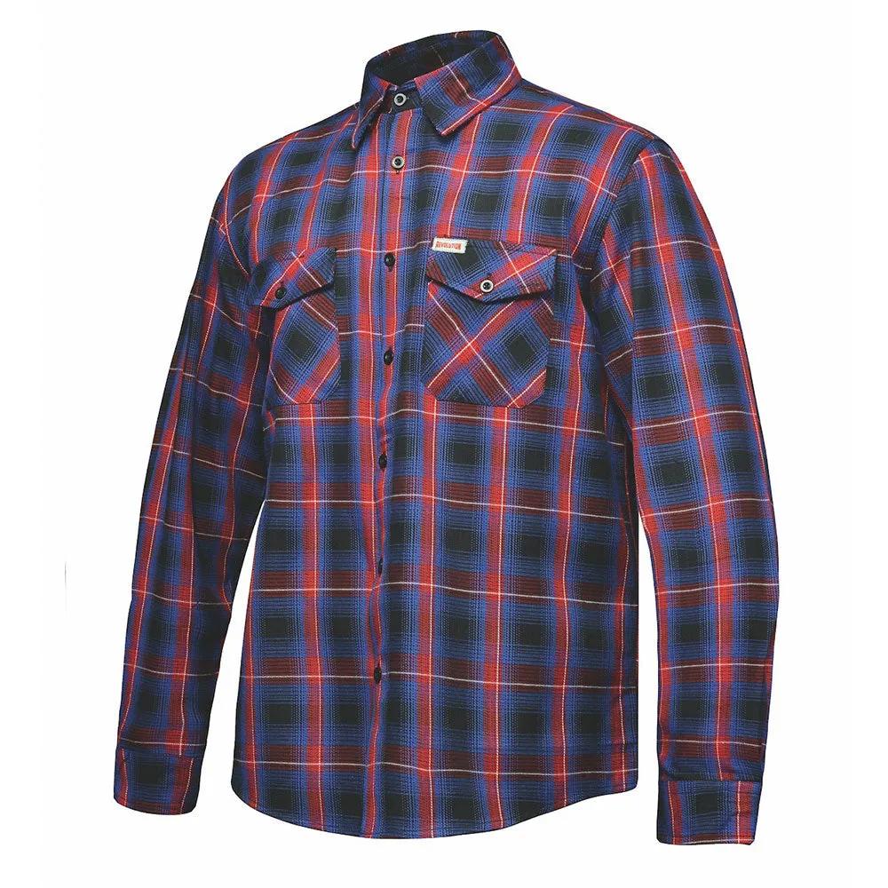  Crafted from high-quality cotton and designed in Pakistan, this shirt features a striking blue and red color scheme that complements its robust construction. Perfect for both casual wear and outdoor activities