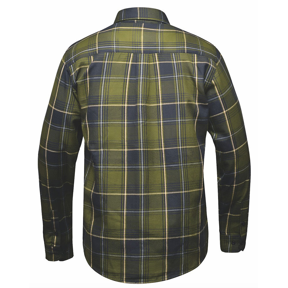 . Crafted from high-quality cotton and designed in Pakistan, this shirt features a striking black and green color scheme that complements its robust construction