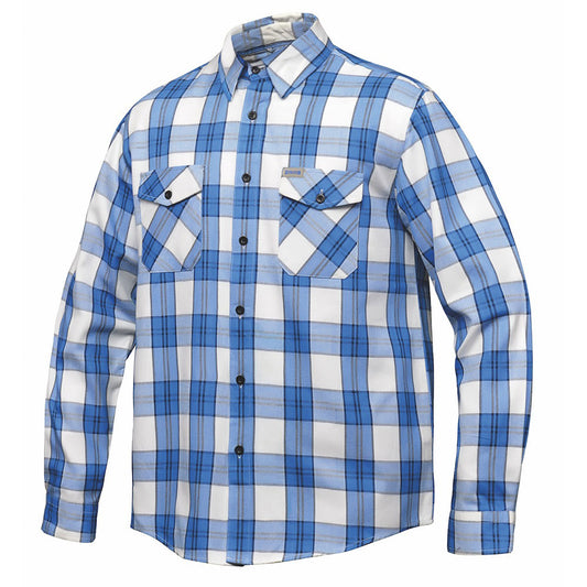 Crafted from high-quality cotton and designed in Pakistan, this shirt features a striking blue and white color scheme that complements its robust construction.