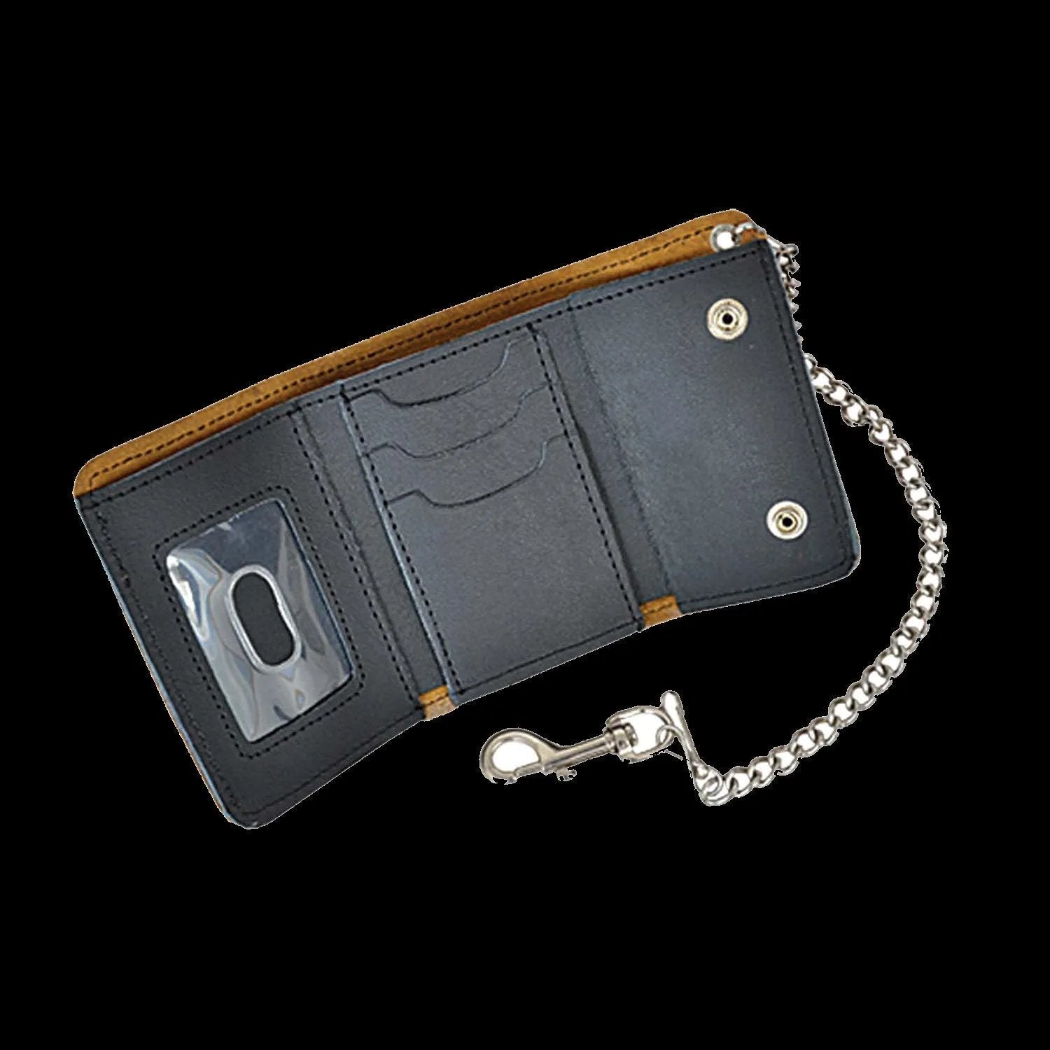 Trifold wallet with chain