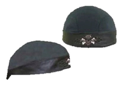 Two black skull caps 