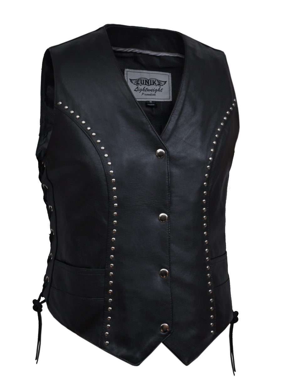 Ladies Premium Leather Vest - Black