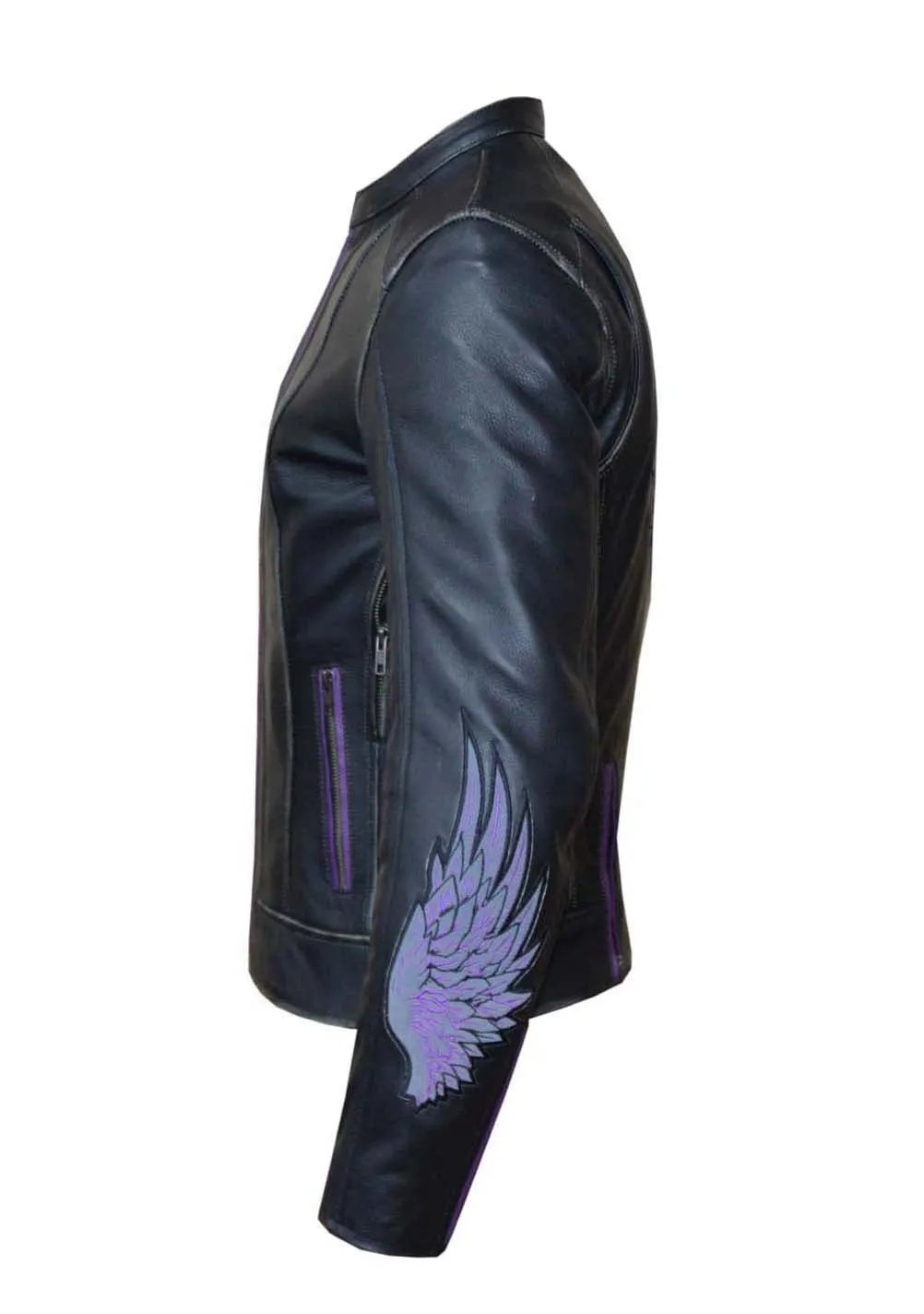 6954.17 - Ladies Purple Wing Leather Jacket - Unik International Inc