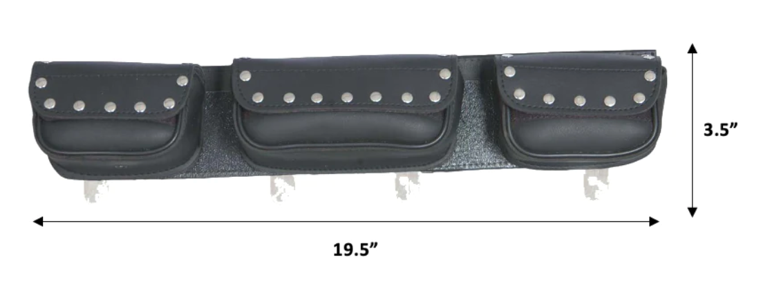 PVC 3 Pocket Studded Windshield Bag - Black