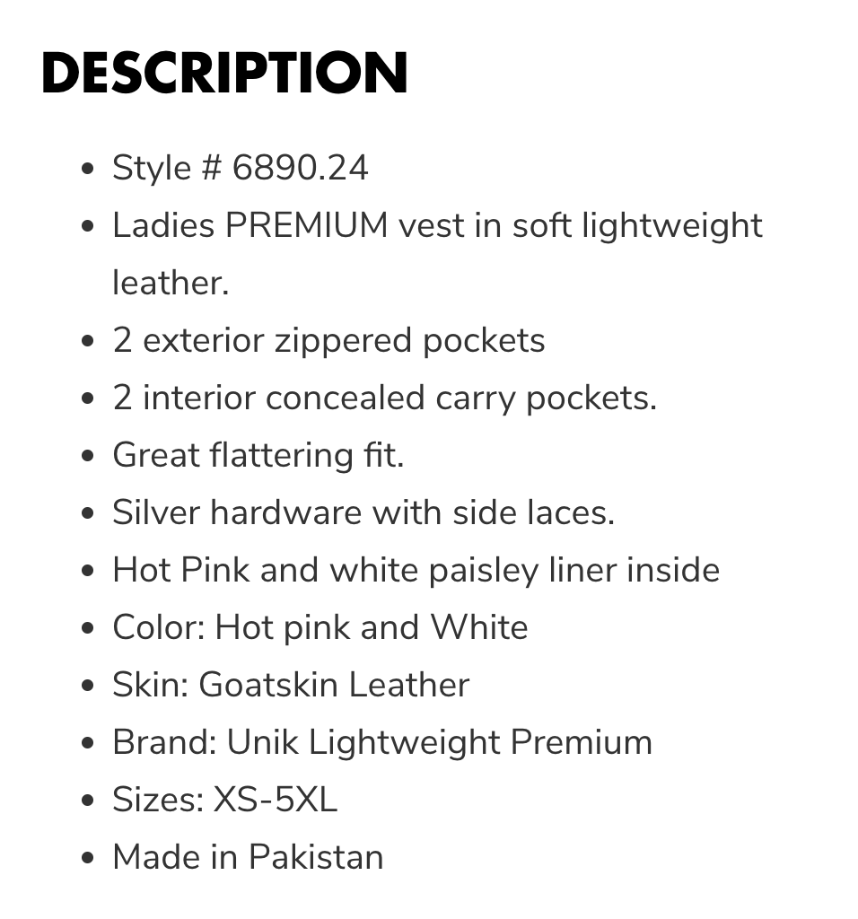 Liberty Cut - Women's Premium Leather Motorcycle Vest