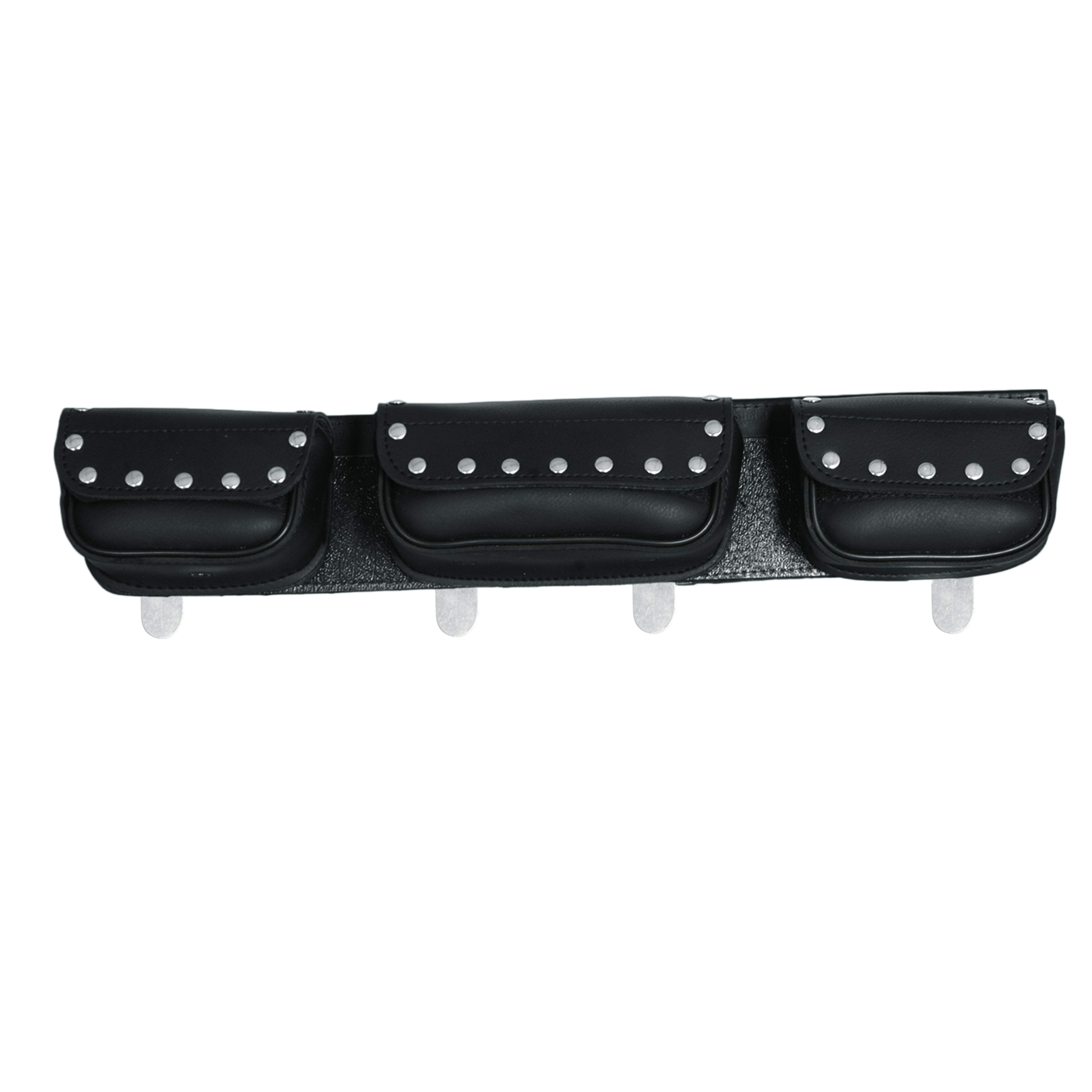 PVC 3 Pocket Studded Windshield Bag - Black