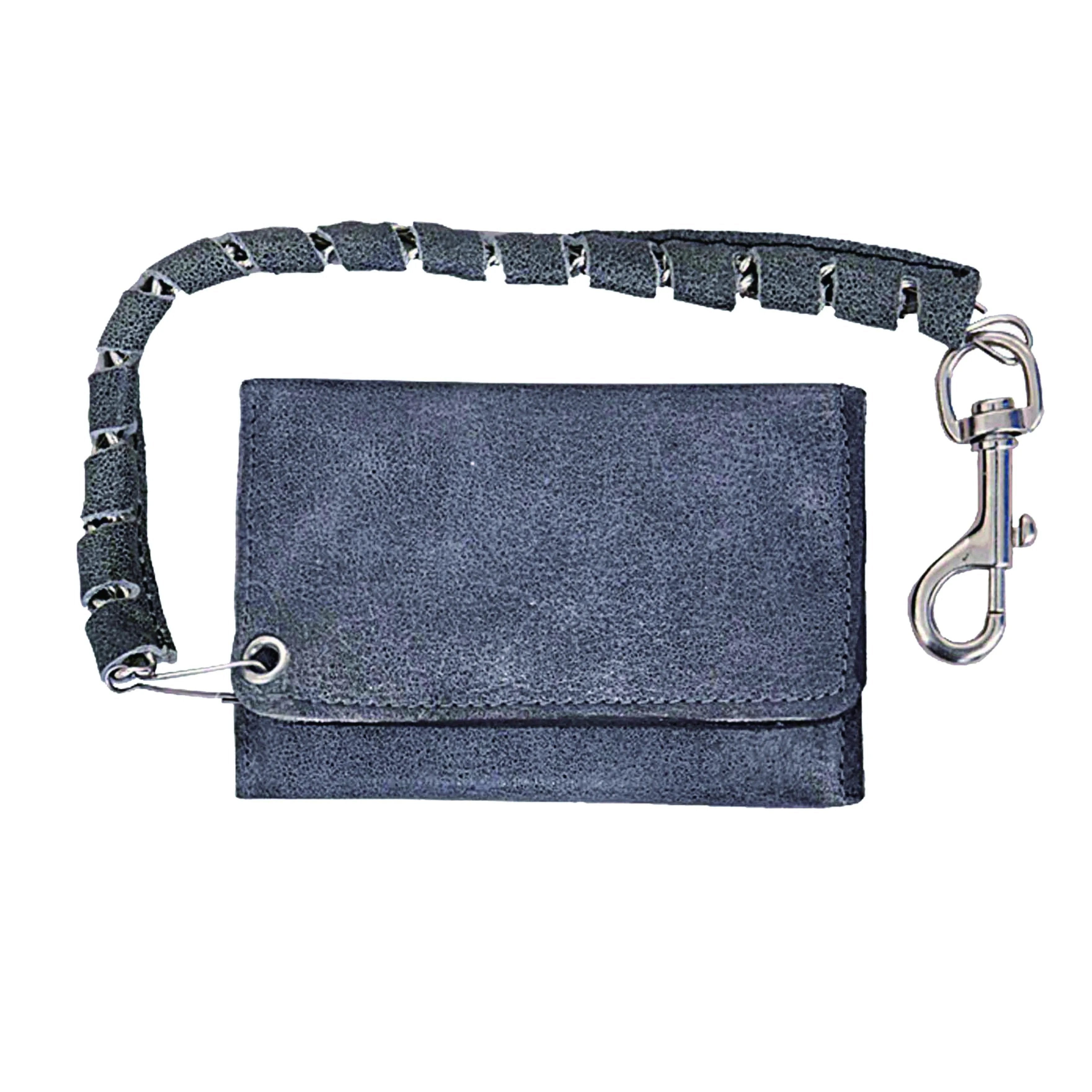 Gray Leather Biker Chain Wallet