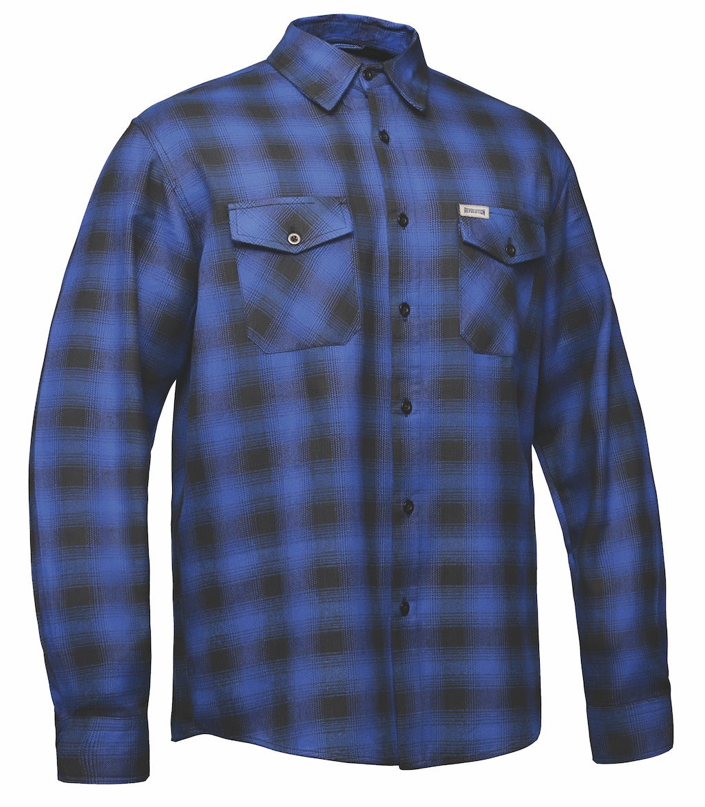 Mens Black and Blue Flannel Shirt - Blue