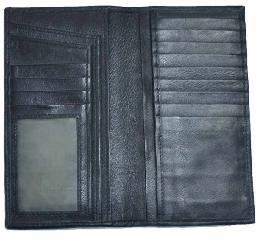 Men's Pure Leather Long wallet (Black)