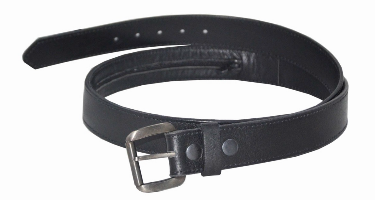 Stitched Edge - Classic Black Leather Belt