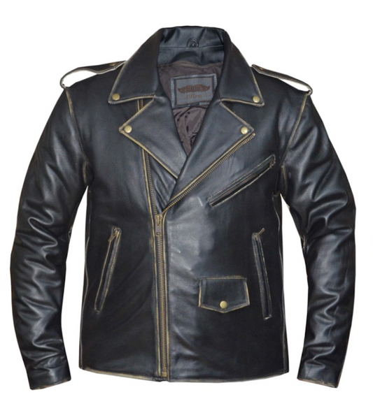 312.RUB - Mens Brown Motorcycle Leather Jacket