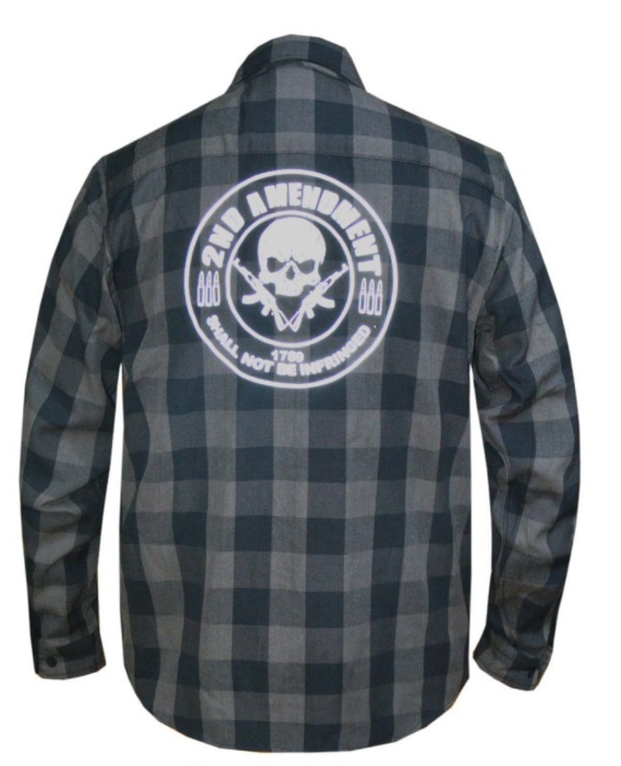 Mens Reflective 2nd Amendment Black and Gray Flannel Shirt