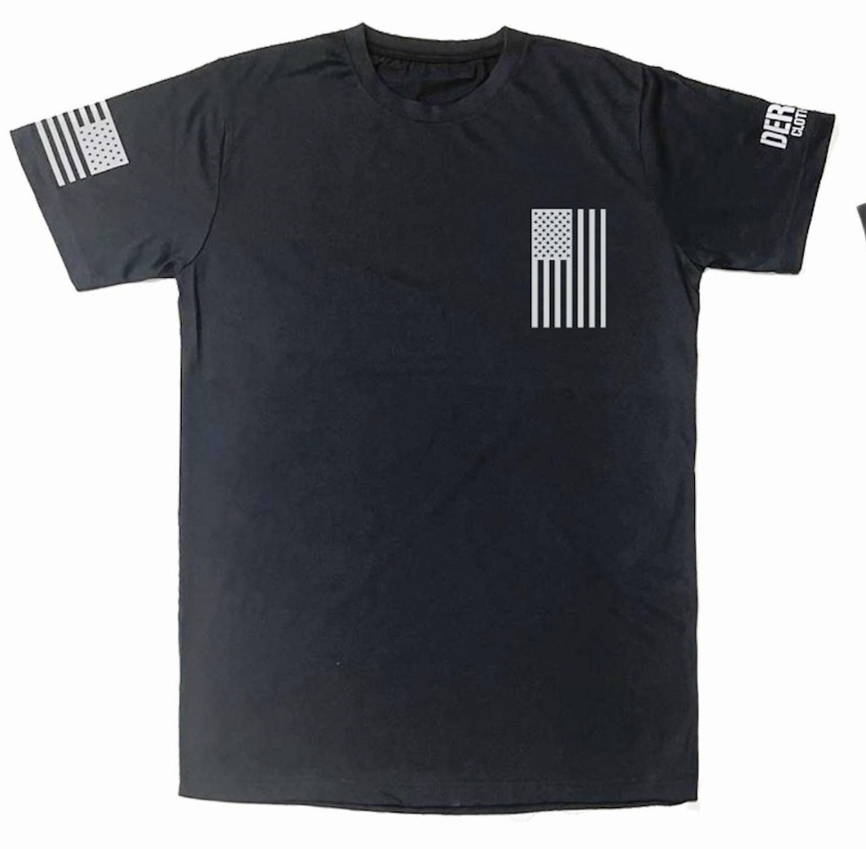 Mens Reflective Flag T-Shirt - Black
