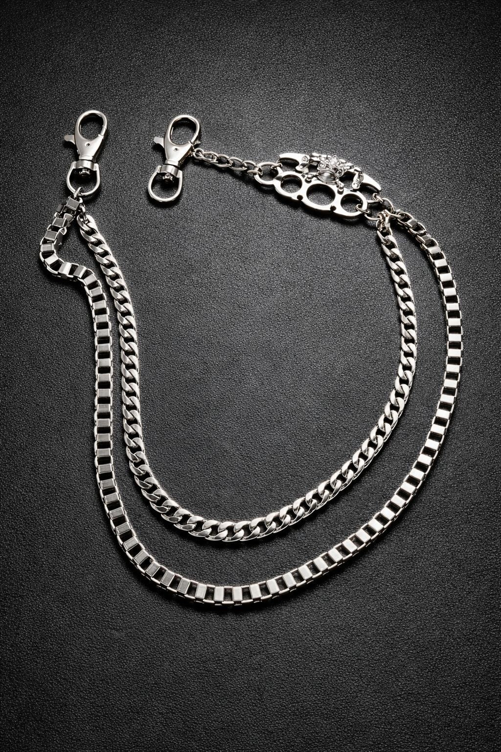 Dual Strand 18-inch Brass Knuckle Wallet Chain