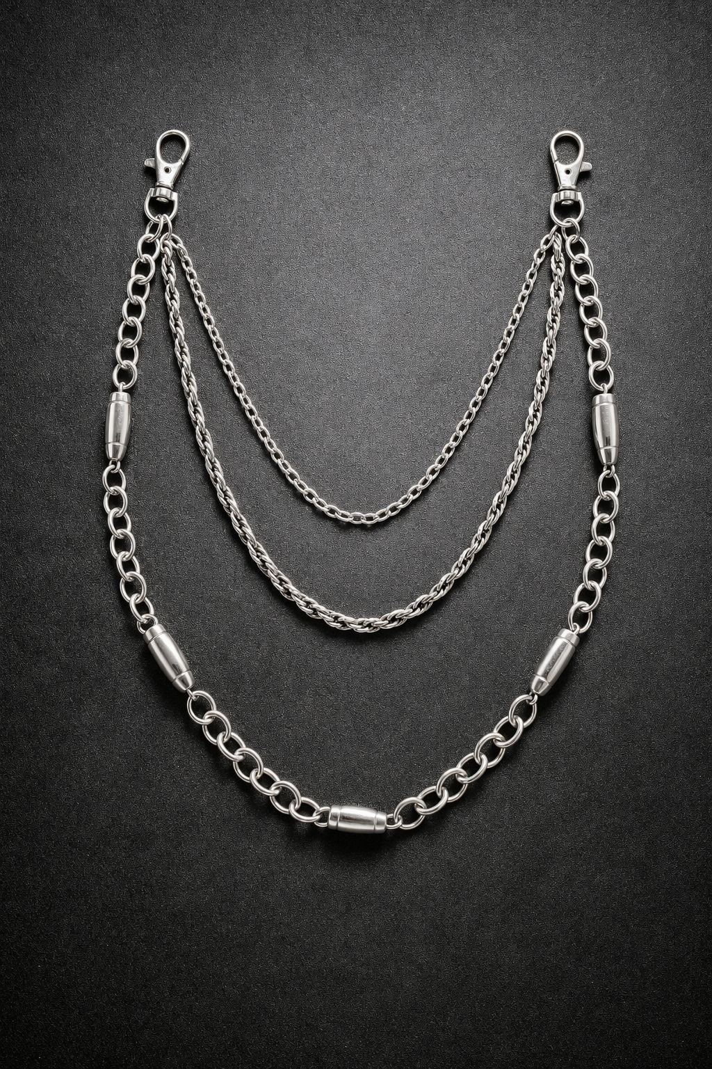 Tri-Layer Bullet Rolo 18-Inch Wallet Chain