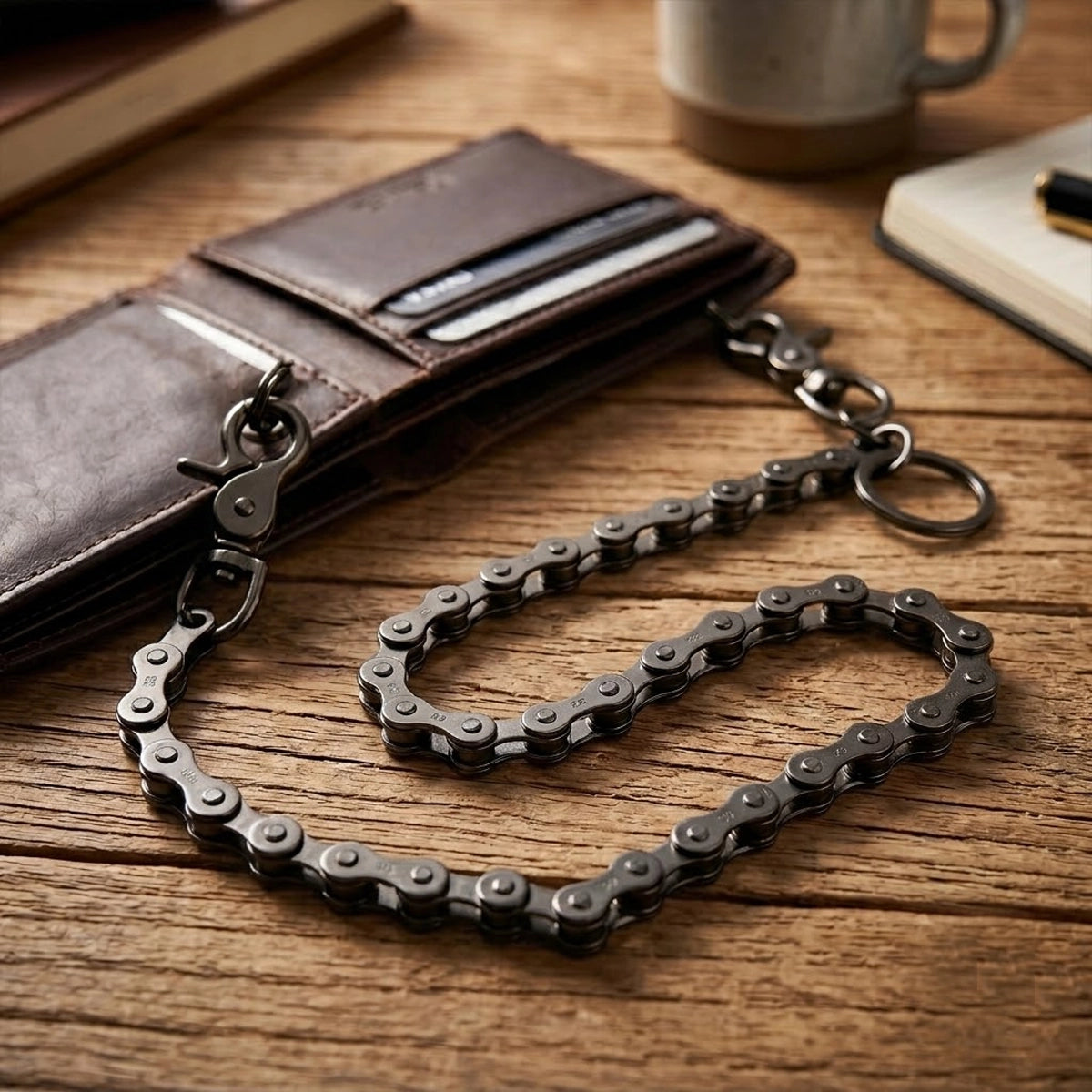 Distressed Gray Roller Chain 23-Inch Wallet Chain