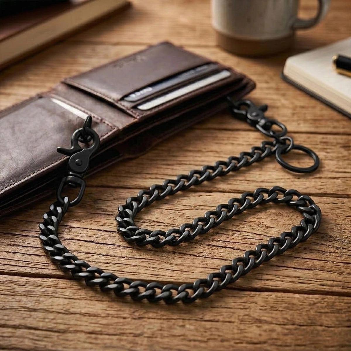 Curb Link 18-Inch Black Wallet Chain