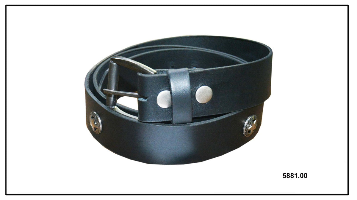 Rustic Star Concho Black Leather Belt