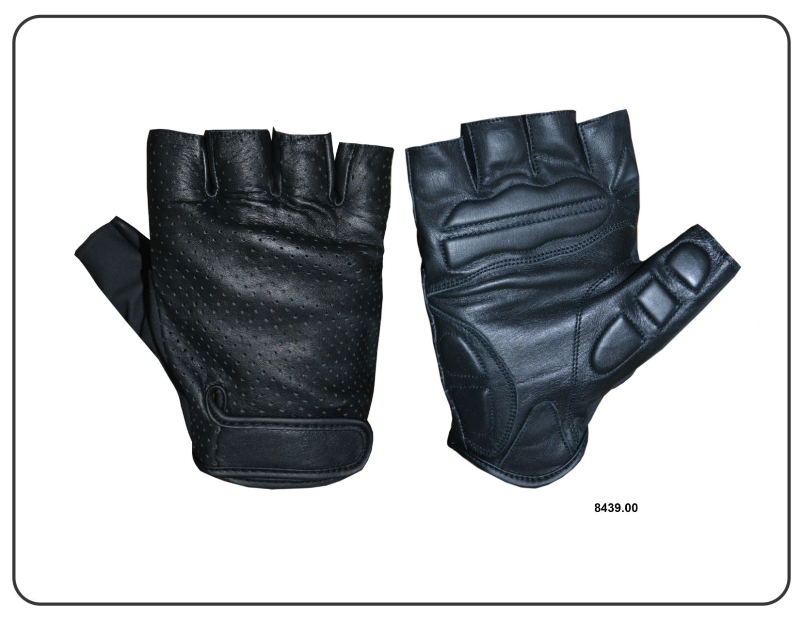 Track Line - Men's Leather Motorcycle Fingerless Gloves