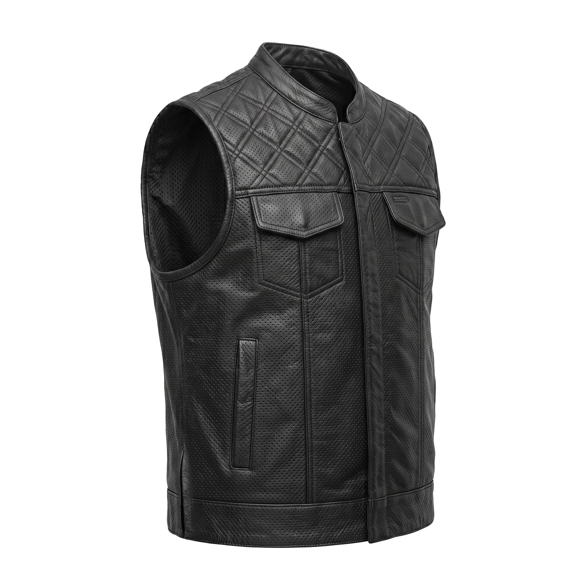Open Road - Men's Perforated Leather Motorcycle Vest