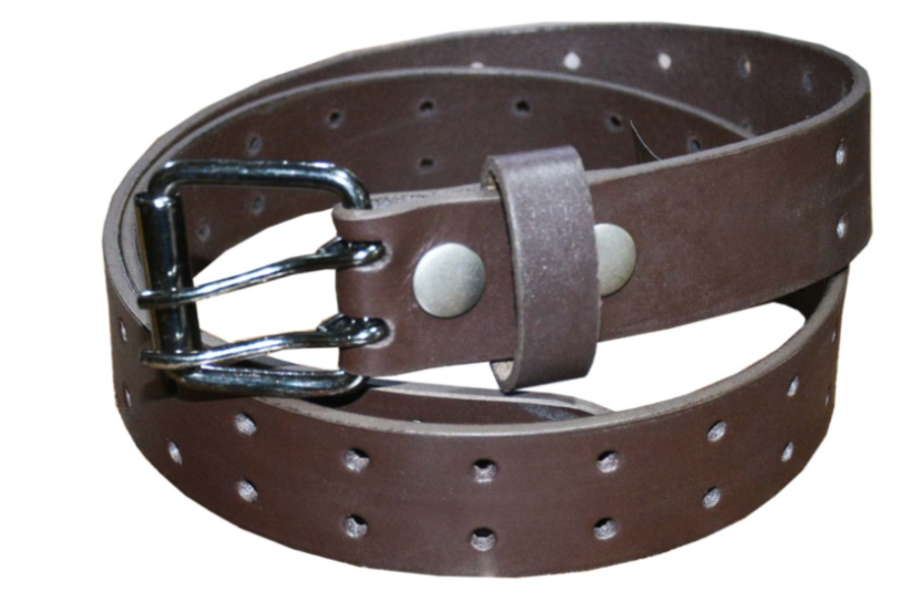 Drifter Double Prong Punched Hole Brown Leather Belt