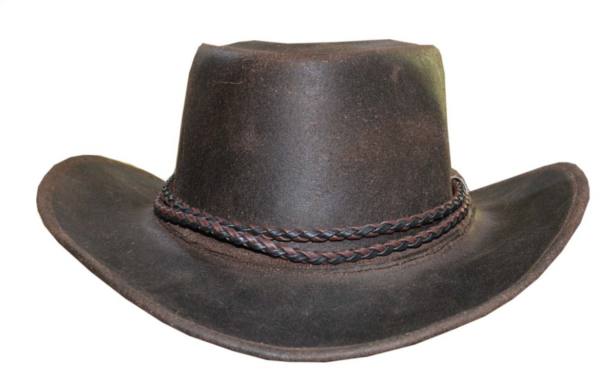 Tombstone - Men's Double Braided Leather Cowboy Hat (Brown)