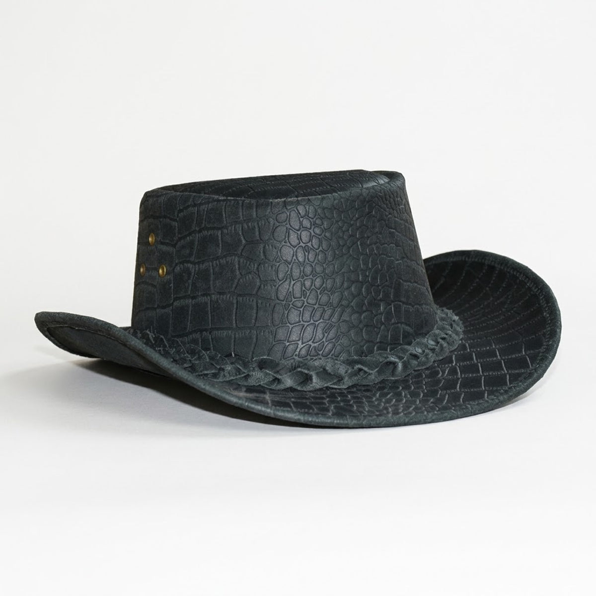 Gator Ridge - Men's Gray Croc Embossed Leather Cowboy Hat