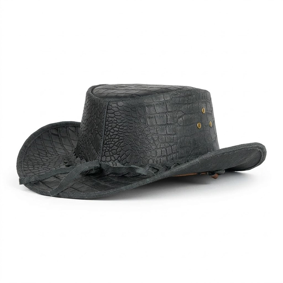 Gator Ridge - Men's Gray Croc Embossed Leather Cowboy Hat