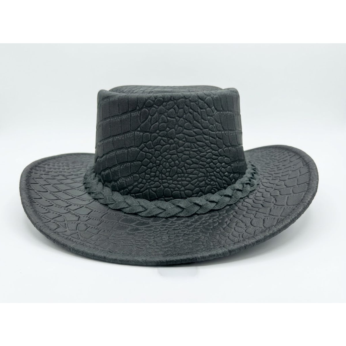 Gator Ridge - Men's Gray Croc Embossed Leather Cowboy Hat