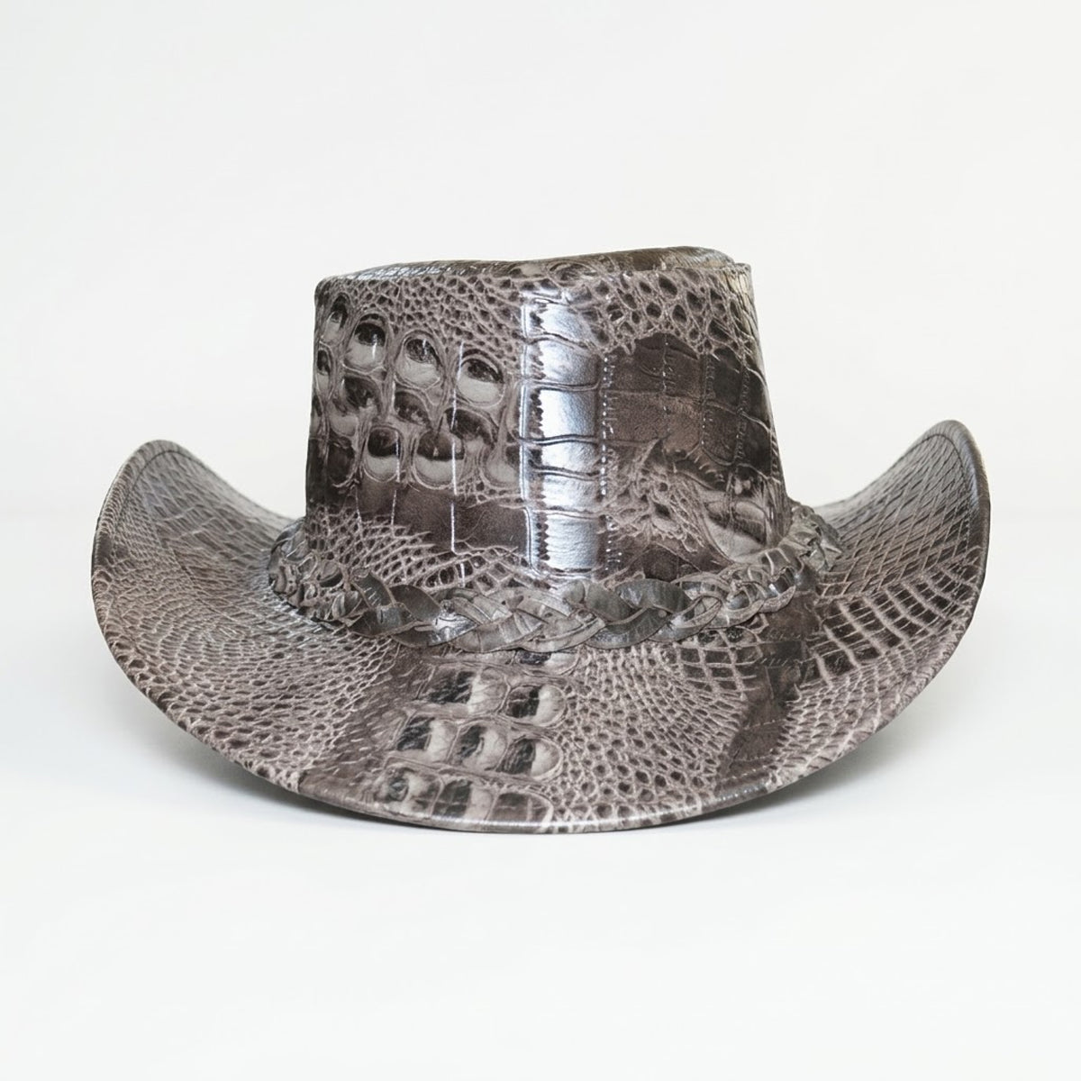 Bayou - Men's Gray Gator Embossed Leather Cowboy Hat