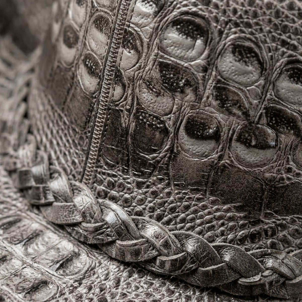 Bayou - Men's Gray Gator Embossed Leather Cowboy Hat