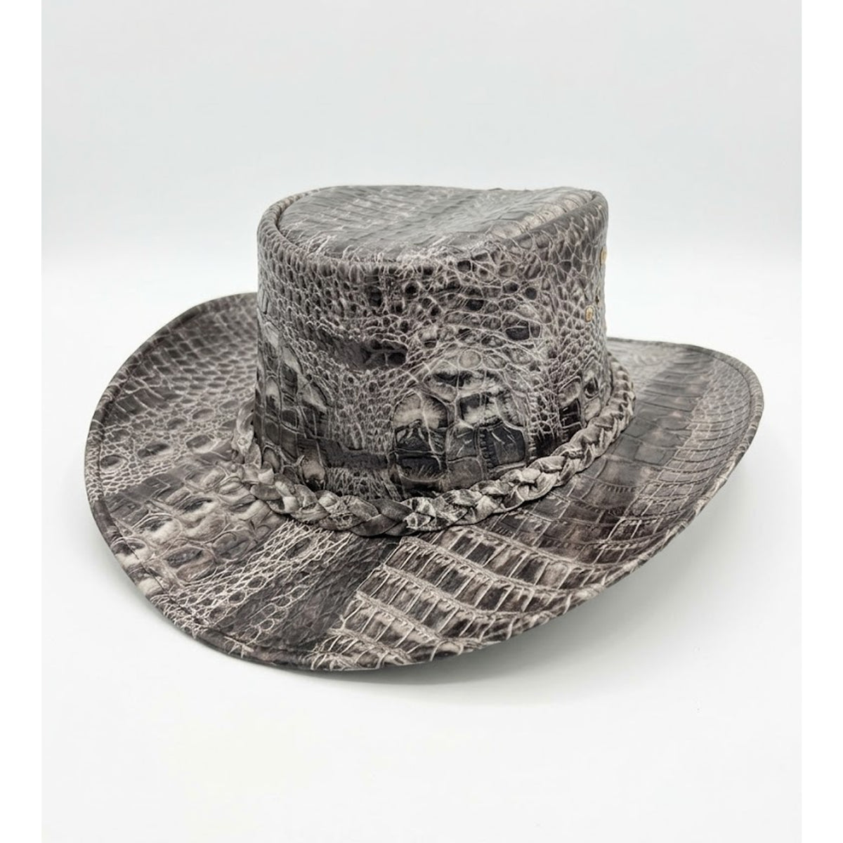 Bayou - Men's Gray Gator Embossed Leather Cowboy Hat