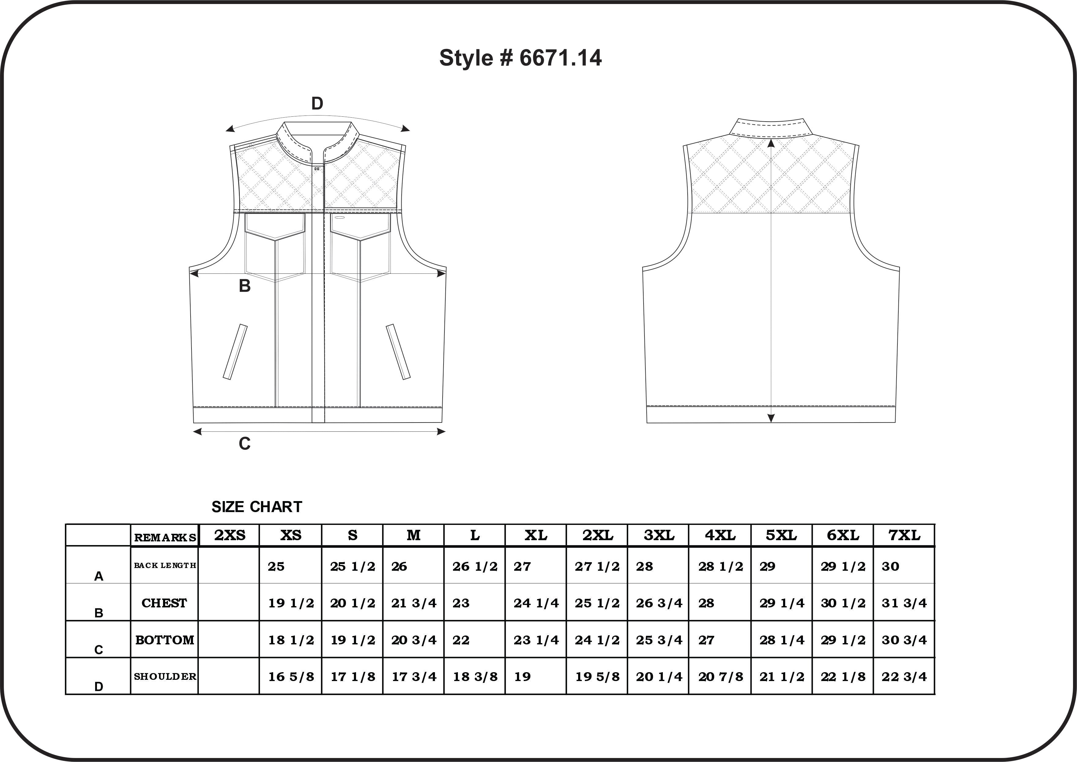 mens diamond vest size chart