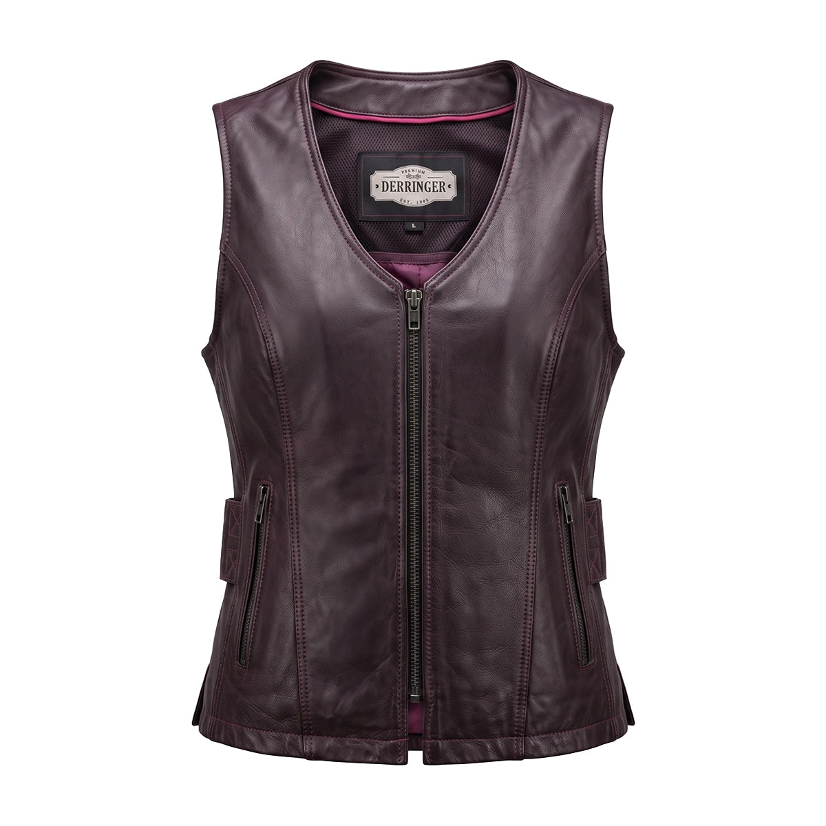 Betty - Women's Purple Lambskin Leather Motorcycle Vest