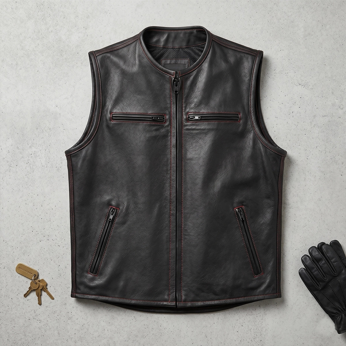 Blackout - Men's Motorcycle Leather Vest