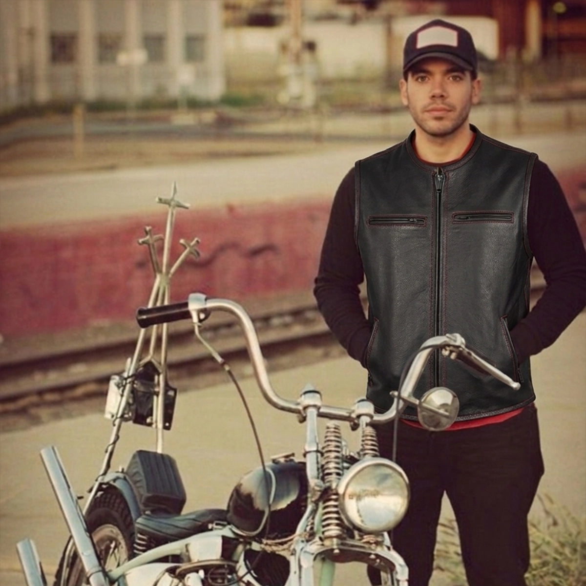 Blackout - Men's Motorcycle Leather Vest