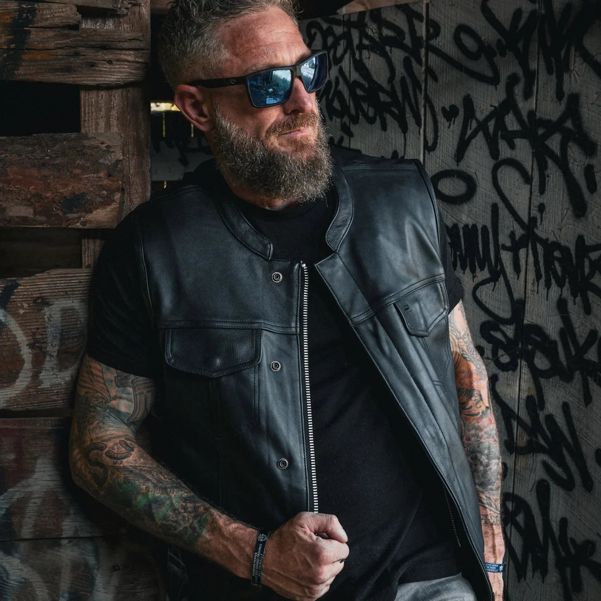 Clubman - Men's SOA Club Style leather Motorcycle Vest