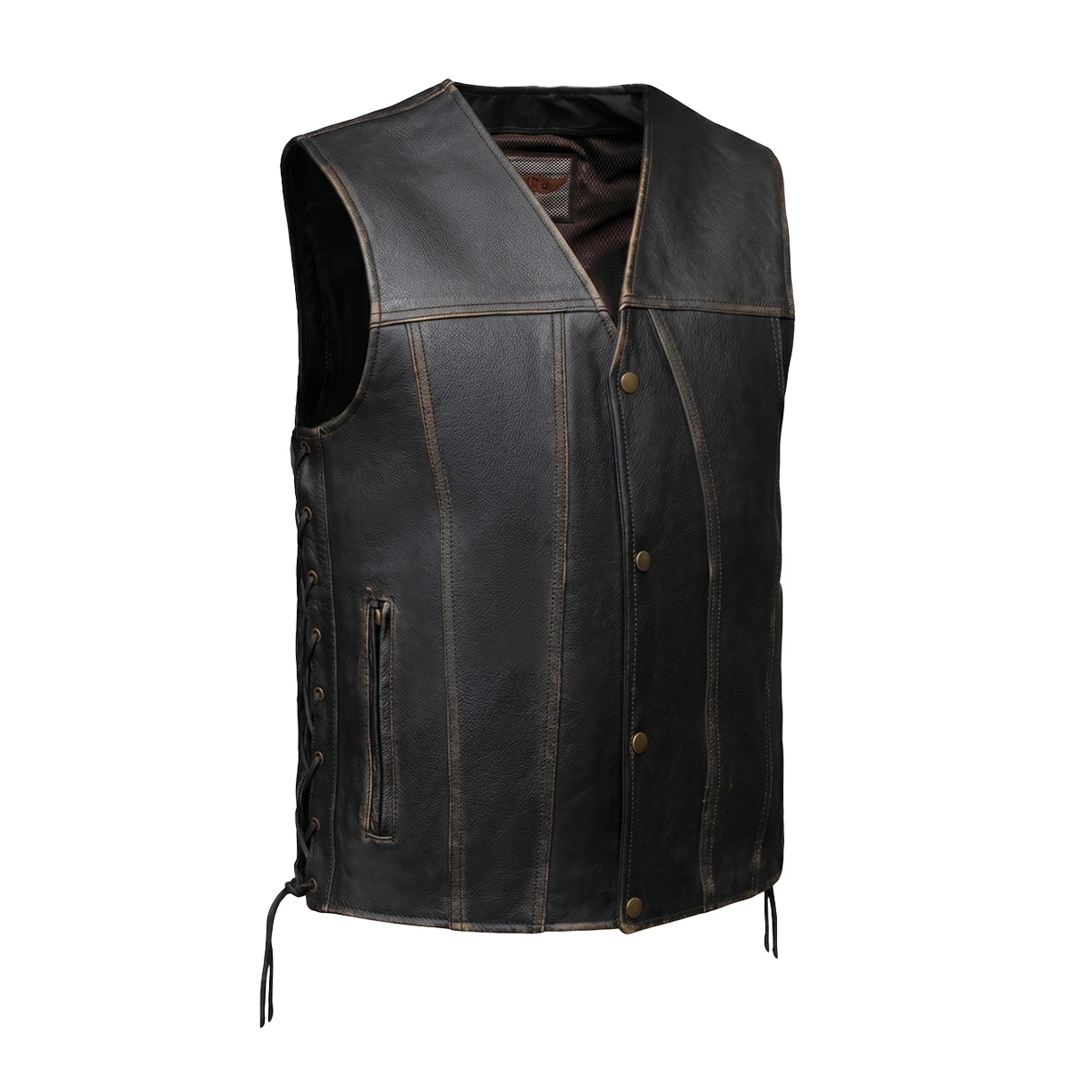 Colorado - Men's Motorcycle Leather Vest (Brown)