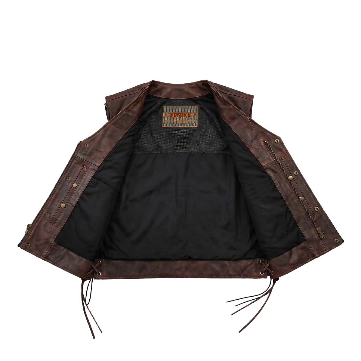 Colorado - Men's Motorcycle Leather Vest (Brown)