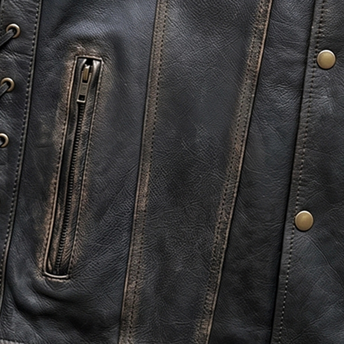 Colorado - Men's Motorcycle Leather Vest (Brown)