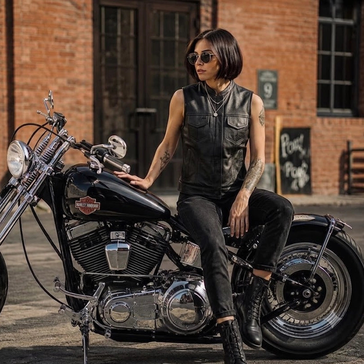 Lynda - Women's SOA Club Style Leather Motorcycle Vest