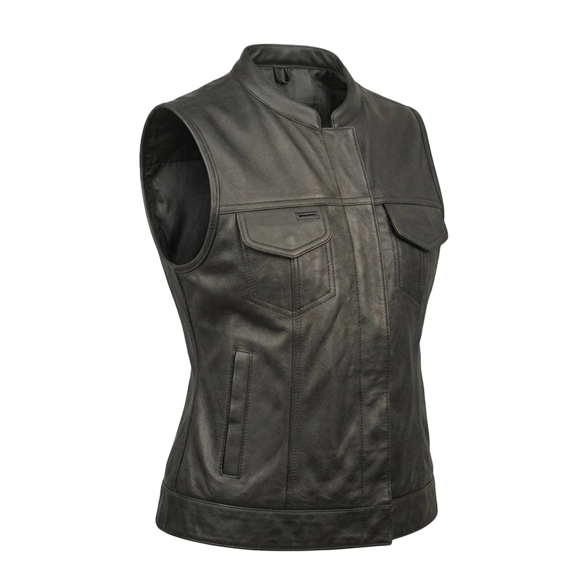Lynda - Women's SOA Club Style Leather Motorcycle Vest